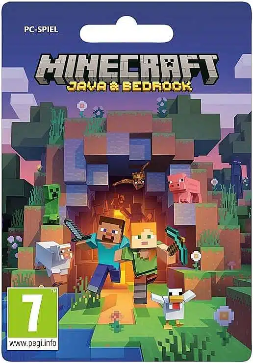 un gruppo di quattro personaggi di Minecraft in piedi sulla cima di una collina erbosa. I personaggi sono tutti rivolti verso la fotocamera e hanno espressioni diverse sui loro volti. Il personaggio in primo piano indossa una armatura di diamanti e tiene in mano una spada di diamanti. Il personaggio sullo sfondo indossa una armatura di ferro e tiene in mano un piccone di ferro. La collina è circondata da un paesaggio montano e da un cielo azzurro.