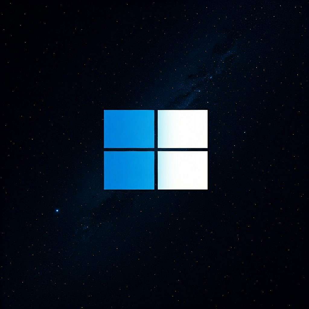 Un logo di Windows per metà scuro e per metà chiaro.