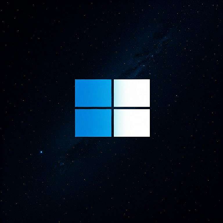 Un logo di Windows per metà scuro e per metà chiaro.